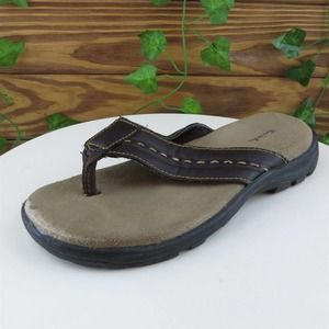 Thom McAn Sz 8 Flip Flop Sandals Brown Synthetic Men Slip On